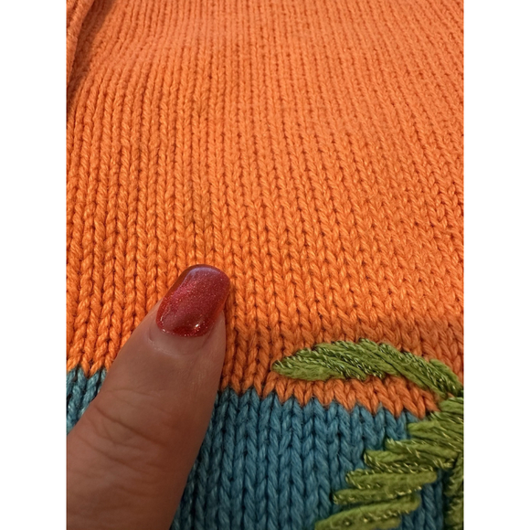 Breckenridge Vintage Beach Embroidered Cardigan Sweater Spring Orange Cottage M - Picture 8 of 11